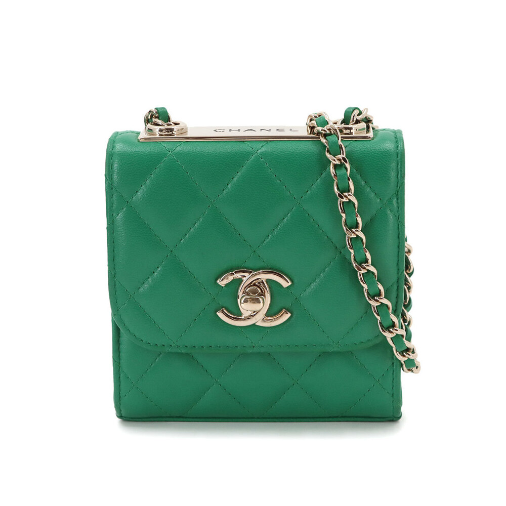 Chanel Trendy CC Matelassé Chain Shoulder Handbag, Lambskin, Green, A81633, G...